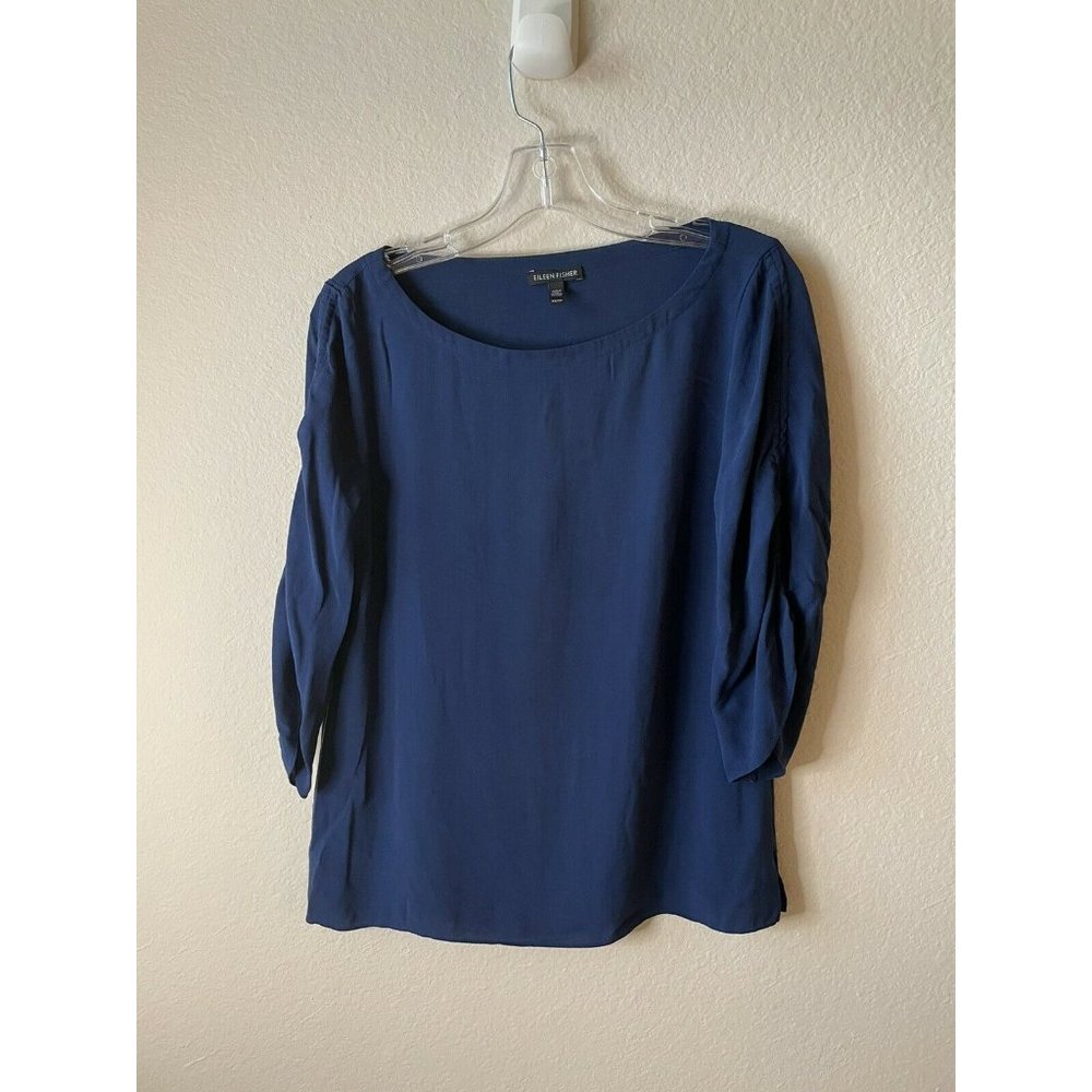 Eileen Fisher‎ Regular Size XS 3/4 Sleeve Solid Navy